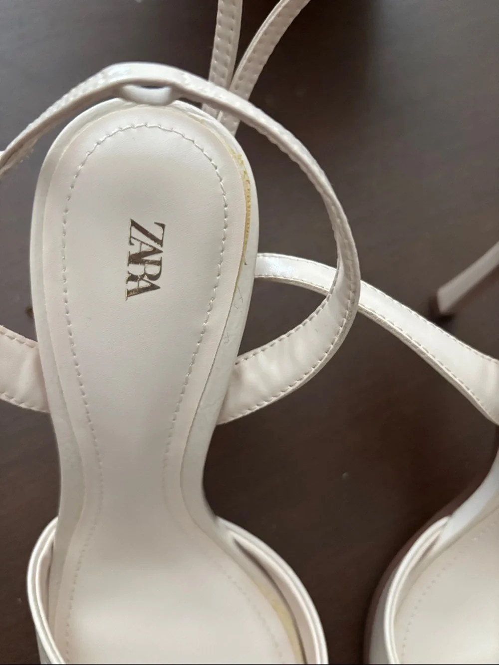 ZARA Ivory Square-Toe Ankle-Strap Sandals - Picture 2 of 6